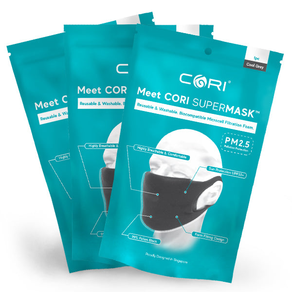 CORI SuperMask (Bundle of 3, 1pc per pack, Cool Grey)